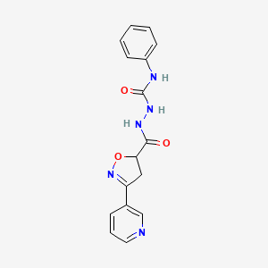 molecular formula C16H15N5O3 B2505521 N-phenyl-2-{[3-(3-pyridinyl)-4,5-dihydro-5-isoxazolyl]carbonyl}-1-hydrazinecarboxamide CAS No. 478064-64-1
