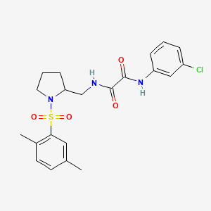 molecular formula C21H24ClN3O4S B2505581 N'-(3-chlorophenyl)-N-{[1-(2,5-dimethylbenzenesulfonyl)pyrrolidin-2-yl]methyl}ethanediamide CAS No. 896284-98-3