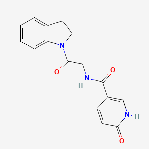 molecular formula C16H15N3O3 B2505591 N-(2-(indolin-1-yl)-2-oxoethyl)-6-oxo-1,6-dihydropyridine-3-carboxamide CAS No. 1235659-07-0