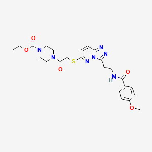 B2505593 Ethyl 4-(2-((3-(2-(4-methoxybenzamido)ethyl)-[1,2,4]triazolo[4,3-b]pyridazin-6-yl)thio)acetyl)piperazine-1-carboxylate CAS No. 872995-47-6