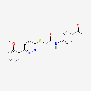 molecular formula C21H19N3O3S B2505659 N-(4-acetylphenyl)-2-((6-(2-methoxyphenyl)pyridazin-3-yl)thio)acetamide CAS No. 893979-63-0