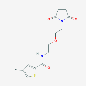 molecular formula C14H18N2O4S B2505663 N-(2-(2-(2,5-dioxopyrrolidin-1-yl)ethoxy)ethyl)-4-methylthiophene-2-carboxamide CAS No. 2034496-19-8