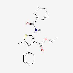 molecular formula C21H19NO3S B2505689 Ethyl 2-benzamido-5-methyl-4-phenylthiophene-3-carboxylate CAS No. 43088-50-2