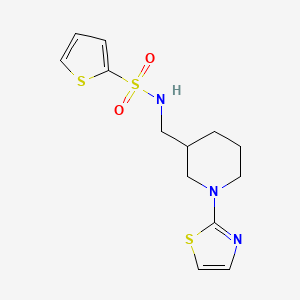 molecular formula C13H17N3O2S3 B2505706 N-((1-(thiazol-2-yl)piperidin-3-yl)methyl)thiophene-2-sulfonamide CAS No. 1798462-04-0