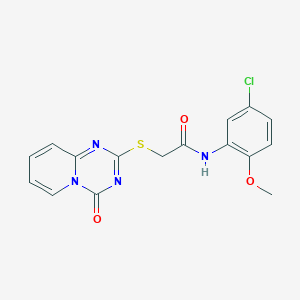 molecular formula C16H13ClN4O3S B2505715 N-(5-chloro-2-methoxyphenyl)-2-({4-oxo-4H-pyrido[1,2-a][1,3,5]triazin-2-yl}sulfanyl)acetamide CAS No. 896333-50-9