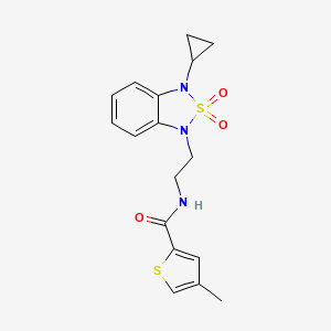 molecular formula C17H19N3O3S2 B2505746 N-[2-(3-cyclopropyl-2,2-dioxo-1,3-dihydro-2lambda6,1,3-benzothiadiazol-1-yl)ethyl]-4-methylthiophene-2-carboxamide CAS No. 2097898-82-1