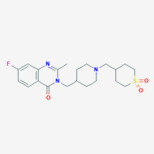 B2505777 3-[[1-[(1,1-Dioxothian-4-yl)methyl]piperidin-4-yl]methyl]-7-fluoro-2-methylquinazolin-4-one CAS No. 2415517-31-4