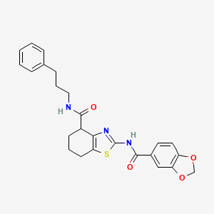 2-(benzo[d][1,3]dioxole-5-carboxamido)-N-(3-phenylpropyl)-4,5,6,7-tetrahydrobenzo[d]thiazole-4-carboxamide