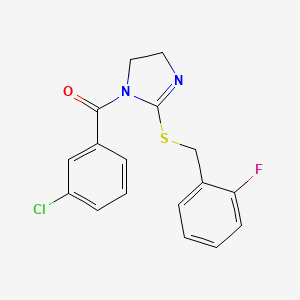 (3-Chlorophenyl)-[2-[(2-fluorophenyl)methylsulfanyl]-4,5-dihydroimidazol-1-yl]methanone