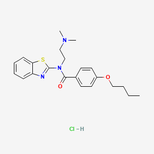 molecular formula C22H28ClN3O2S B2505890 N-(1,3-BENZOTHIAZOL-2-YL)-4-BUTOXY-N-[2-(DIMETHYLAMINO)ETHYL]BENZAMIDE HYDROCHLORIDE CAS No. 1216958-16-5