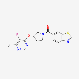 molecular formula C18H17FN4O2S B2505900 Benzo[d]thiazol-6-yl(3-((6-ethyl-5-fluoropyrimidin-4-yl)oxy)pyrrolidin-1-yl)methanone CAS No. 2034298-88-7