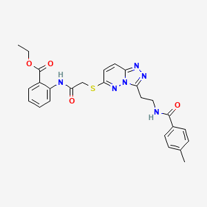 B2505901 Ethyl 2-(2-((3-(2-(4-methylbenzamido)ethyl)-[1,2,4]triazolo[4,3-b]pyridazin-6-yl)thio)acetamido)benzoate CAS No. 872995-04-5