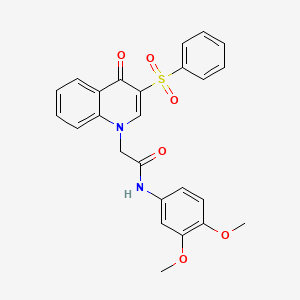 2-[3-(benzenesulfonyl)-4-oxoquinolin-1-yl]-N-(3,4-dimethoxyphenyl)acetamide