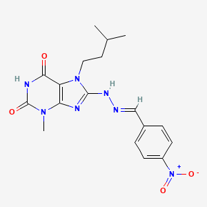 3-methyl-7-(3-methylbutyl)-8-[(2E)-2-(4-nitrobenzylidene)hydrazinyl]-3,7-dihydro-1H-purine-2,6-dione