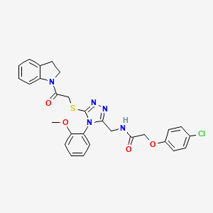 2-(4-chlorophenoxy)-N-((5-((2-(indolin-1-yl)-2-oxoethyl)thio)-4-(2-methoxyphenyl)-4H-1,2,4-triazol-3-yl)methyl)acetamide
