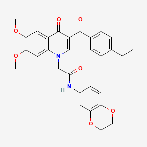 N-(2,3-dihydro-1,4-benzodioxin-6-yl)-2-[3-(4-ethylbenzoyl)-6,7-dimethoxy-4-oxo-1,4-dihydroquinolin-1-yl]acetamide