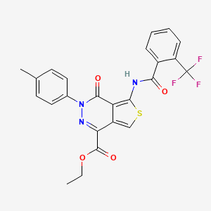 Ethyl 3-(4-methylphenyl)-4-oxo-5-[[2-(trifluoromethyl)benzoyl]amino]thieno[3,4-d]pyridazine-1-carboxylate