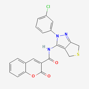 molecular formula C21H14ClN3O3S B2505966 N-[2-(3-chlorophenyl)-2H,4H,6H-thieno[3,4-c]pyrazol-3-yl]-2-oxo-2H-chromene-3-carboxamide CAS No. 450341-15-8