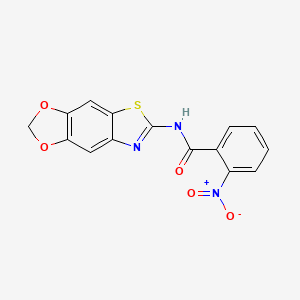 molecular formula C15H9N3O5S B2505986 N-{4,6-dioxa-10-thia-12-azatricyclo[7.3.0.0^{3,7}]dodeca-1(9),2,7,11-tetraen-11-yl}-2-nitrobenzamide CAS No. 892848-39-4