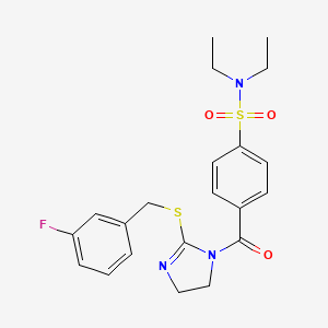 N,N-diethyl-4-(2-((3-fluorobenzyl)thio)-4,5-dihydro-1H-imidazole-1-carbonyl)benzenesulfonamide
