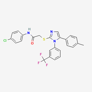 molecular formula C25H19ClF3N3OS B2506012 N-(4-chlorophenyl)-2-((5-(p-tolyl)-1-(3-(trifluoromethyl)phenyl)-1H-imidazol-2-yl)thio)acetamide CAS No. 1226450-58-3