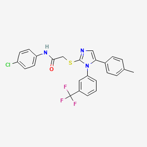 molecular formula C25H19ClF3N3OS B2506012 N-(4-氯苯基)-2-((5-(对甲苯基)-1-(3-(三氟甲基)苯基)-1H-咪唑-2-基)硫代)乙酰胺 CAS No. 1226450-58-3