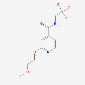 molecular formula C11H13F3N2O3 B2506013 2-(2-甲氧基乙氧基)-N-(2,2,2-三氟乙基)异烟酰胺 CAS No. 2034238-92-9