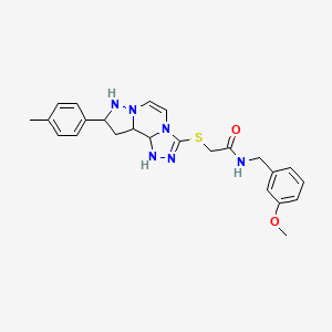 molecular formula C24H22N6O2S B2506015 N-[(3-methoxyphenyl)methyl]-2-{[11-(4-methylphenyl)-3,4,6,9,10-pentaazatricyclo[7.3.0.0^{2,6}]dodeca-1(12),2,4,7,10-pentaen-5-yl]sulfanyl}acetamide CAS No. 1223855-40-0