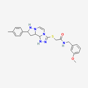 N-[(3-methoxyphenyl)methyl]-2-{[11-(4-methylphenyl)-3,4,6,9,10-pentaazatricyclo[7.3.0.0^{2,6}]dodeca-1(12),2,4,7,10-pentaen-5-yl]sulfanyl}acetamide