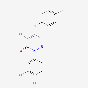 molecular formula C17H11Cl3N2OS B2506017 4-chloro-2-(3,4-dichlorophenyl)-5-[(4-methylphenyl)sulfanyl]-3(2H)-pyridazinone CAS No. 866038-77-9