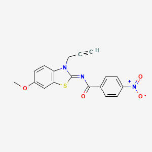 molecular formula C18H13N3O4S B2506018 N-[(2Z)-6-methoxy-3-(prop-2-yn-1-yl)-2,3-dihydro-1,3-benzothiazol-2-ylidene]-4-nitrobenzamide CAS No. 941917-12-0