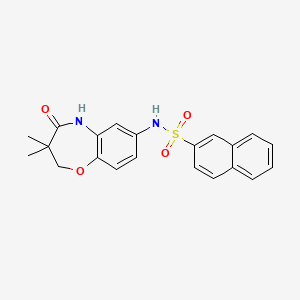 molecular formula C21H20N2O4S B2506023 N-(3,3-dimethyl-4-oxo-2,3,4,5-tetrahydrobenzo[b][1,4]oxazepin-7-yl)naphthalene-2-sulfonamide CAS No. 922004-62-4