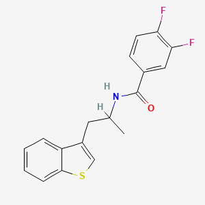 molecular formula C18H15F2NOS B2506031 N-[1-(1-benzothiophen-3-yl)propan-2-yl]-3,4-difluorobenzamide CAS No. 2034469-13-9