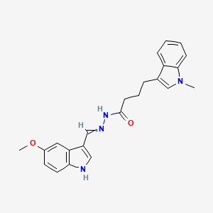 molecular formula C23H24N4O2 B2506044 N'-[(Z)-(5-甲氧基-1H-吲哚-3-基)亚甲基]-4-(1-甲基-1H-吲哚-3-基)丁酰肼 CAS No. 866149-20-4
