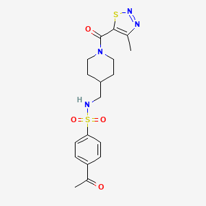 4-acetyl-N-((1-(4-methyl-1,2,3-thiadiazole-5-carbonyl)piperidin-4-yl)methyl)benzenesulfonamide