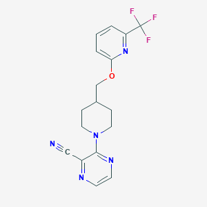 molecular formula C17H16F3N5O B2506084 3-[4-({[6-(Trifluoromethyl)pyridin-2-yl]oxy}methyl)piperidin-1-yl]pyrazine-2-carbonitrile CAS No. 2201782-56-9