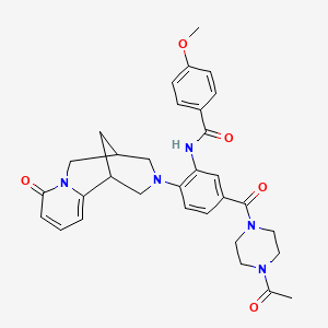 molecular formula C32H35N5O5 B2506089 N-(5-(4-acetylpiperazine-1-carbonyl)-2-(8-oxo-5,6-dihydro-1H-1,5-methanopyrido[1,2-a][1,5]diazocin-3(2H,4H,8H)-yl)phenyl)-4-methoxybenzamide CAS No. 441046-18-0