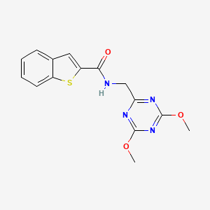 molecular formula C15H14N4O3S B2506090 N-((4,6-dimethoxy-1,3,5-triazin-2-yl)methyl)benzo[b]thiophene-2-carboxamide CAS No. 2034357-84-9