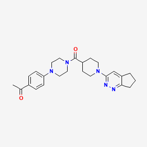 1-{4-[4-(1-{5H,6H,7H-cyclopenta[c]pyridazin-3-yl}piperidine-4-carbonyl)piperazin-1-yl]phenyl}ethan-1-one