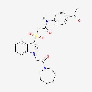 molecular formula C26H29N3O5S B2506096 N-(4-acetylphenyl)-2-((1-(2-(azepan-1-yl)-2-oxoethyl)-1H-indol-3-yl)sulfonyl)acetamide CAS No. 878059-86-0