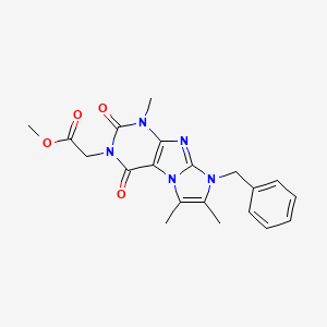 molecular formula C20H21N5O4 B2506098 Methyl 2-(6-benzyl-4,7,8-trimethyl-1,3-dioxopurino[7,8-a]imidazol-2-yl)acetate CAS No. 896816-71-0
