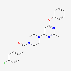 molecular formula C23H23ClN4O2 B2506100 2-(4-Chlorophenyl)-1-(4-(2-methyl-6-phenoxypyrimidin-4-yl)piperazin-1-yl)ethanone CAS No. 946324-51-2