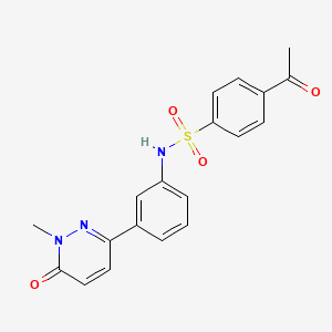 molecular formula C19H17N3O4S B2506110 4-acetyl-N-(3-(1-methyl-6-oxo-1,6-dihydropyridazin-3-yl)phenyl)benzenesulfonamide CAS No. 941979-39-1