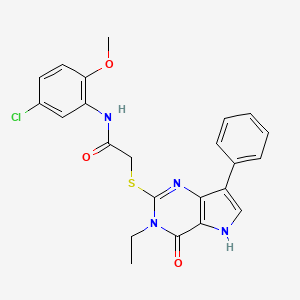 molecular formula C23H21ClN4O3S B2506112 N-(5-chloro-2-methoxyphenyl)-2-({3-ethyl-4-oxo-7-phenyl-3H,4H,5H-pyrrolo[3,2-d]pyrimidin-2-yl}sulfanyl)acetamide CAS No. 1021264-37-8
