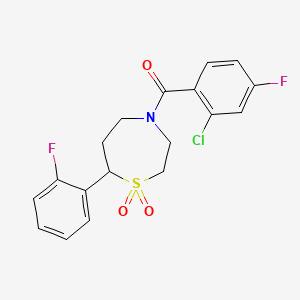 (2-Chloro-4-fluorophenyl)(7-(2-fluorophenyl)-1,1-dioxido-1,4-thiazepan-4-yl)methanone