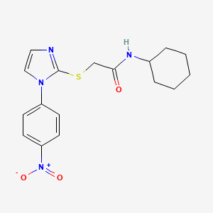 molecular formula C17H20N4O3S B2506176 N-cyclohexyl-2-{[1-(4-nitrophenyl)-1H-imidazol-2-yl]sulfanyl}acetamide CAS No. 851079-52-2