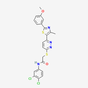 molecular formula C23H18Cl2N4O2S2 B2506178 N-(3,4-dichlorophenyl)-2-({6-[2-(3-methoxyphenyl)-4-methyl-1,3-thiazol-5-yl]pyridazin-3-yl}sulfanyl)acetamide CAS No. 923173-46-0
