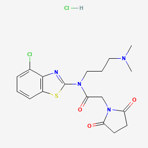 molecular formula C18H22Cl2N4O3S B2506213 N-(4-CHLORO-1,3-BENZOTHIAZOL-2-YL)-N-[3-(DIMETHYLAMINO)PROPYL]-2-(2,5-DIOXOPYRROLIDIN-1-YL)ACETAMIDE HYDROCHLORIDE CAS No. 1217111-94-8