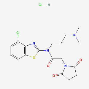 molecular formula C18H22Cl2N4O3S B2506213 N-(4-chlorobenzo[d]thiazol-2-yl)-N-(3-(dimethylamino)propyl)-2-(2,5-dioxopyrrolidin-1-yl)acetamide hydrochloride CAS No. 1217111-94-8