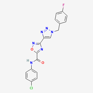 molecular formula C18H12ClFN6O2 B2506218 N-(4-chlorophenyl)-3-{1-[(4-fluorophenyl)methyl]-1H-1,2,3-triazol-4-yl}-1,2,4-oxadiazole-5-carboxamide CAS No. 1251673-29-6